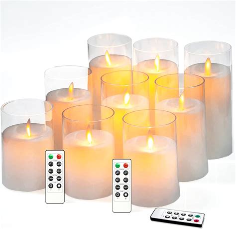 LTETTES LED Battery Operated Flameless Flickering Acrylic Fiber Glass ...