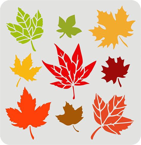 Maple Leaves Stencils 11.8x11.8inch Autumn Leaves Stencil Plastic Leaf ...
