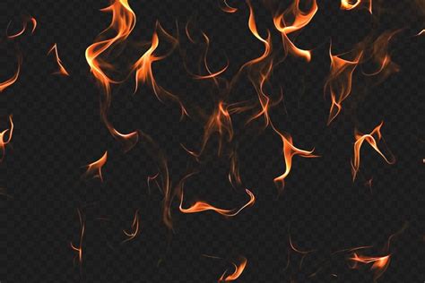 Intense burning fire effect overlay isolated on transparent background ...