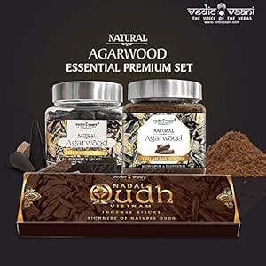Vedic Vaani Natural Agarwood Oud Fragrance- Herbal Powder + Dhoop Cone ...