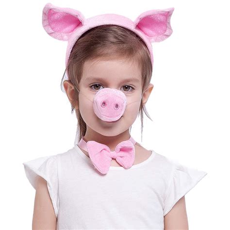 Buy Pink Animal Costume Accessories Set with Pig Nose, Ears, Bowtie and ...