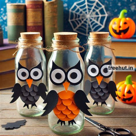 Halloween Owls Bottle Decoration Ideas, Bottle Craft Ideas