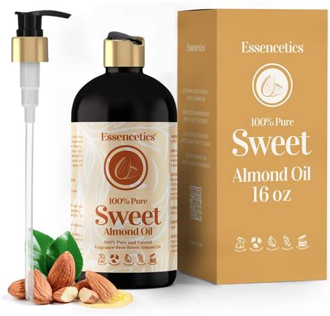 Amazon.com: Essencetics Sweet Almond Oil Organic 16 oz - 100% Pure ...