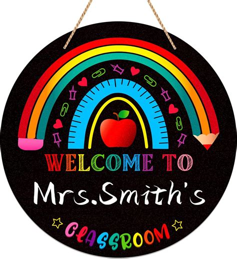 Amazon.com: Teacher Door Sign for Classroom Personalized Teacher Name ...