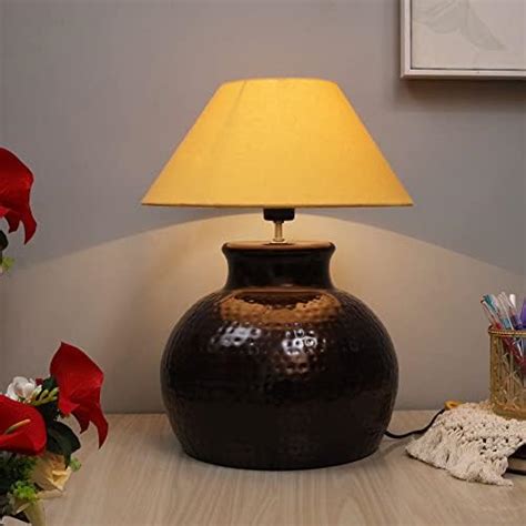 Homesake® Antique Copper Hammered Pitcher Table Lamp with Golden Shade ...
