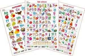 Spectrum Set of 3 Educational Wall Charts (English Alphabet, Hindi ...