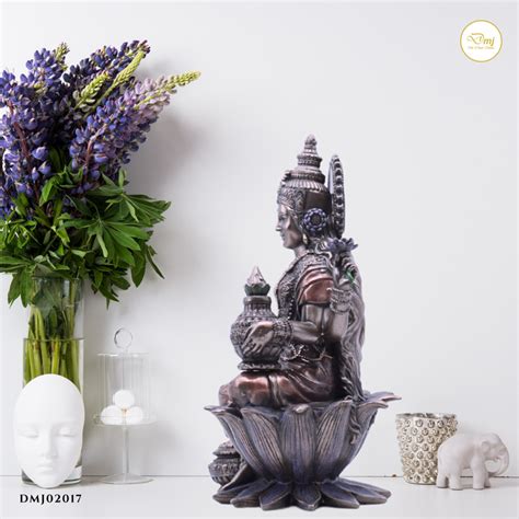 Buy Handcrafted Copper Finish Goddess Lakshmi Statue Temple Decor |DMH ...