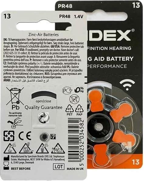 Widex hearing aid battery Size 13 (PR48) (10 Packet=60 Batteries ...