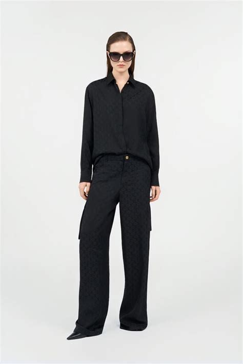 Silk Blend Shirt with Monogram RC in Black for Women | Roberto Cavalli®