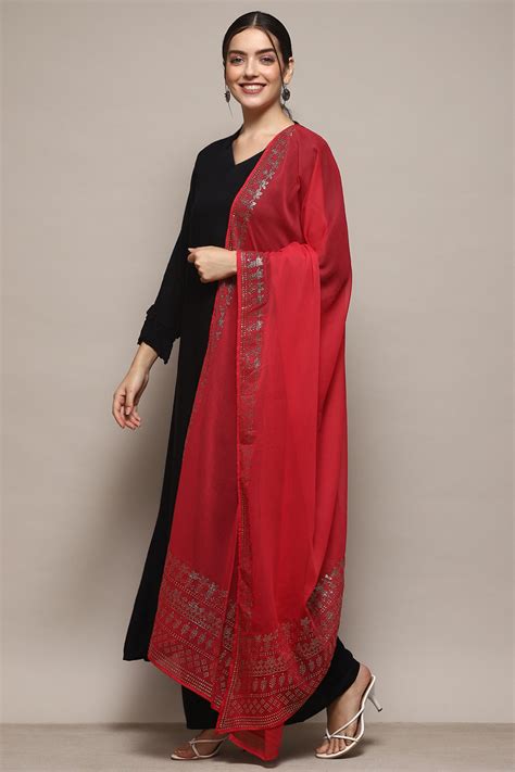 Buy Red Polyester Printed Dupatta Online at Biba India