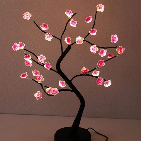 GLOWSERIE 18 Inch Tabletop LED Cherry Blossoms Bonsai Tree Lamp ...