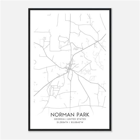 Norman Park Georgia Map Poster, Modern Home Decor Wall Art Print ...