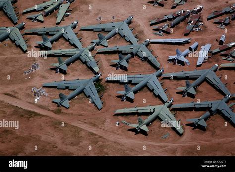 aerial view above military aircraft boneyard Tucson Arizona Davis ...