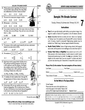 Math League 7th Grade Contest Pdf - Fill and Sign Printable Template Online