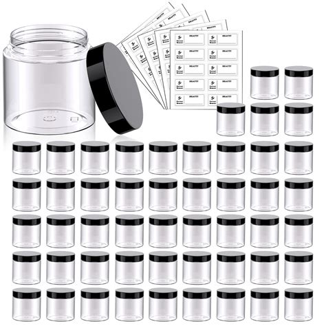 50 Pack 2 Oz Plastic Jars Round Clear Cosmetic Container | Desertcart INDIA