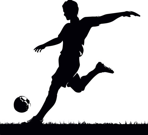 Abstract soccer player kicking the ball, on blue background, vector ...