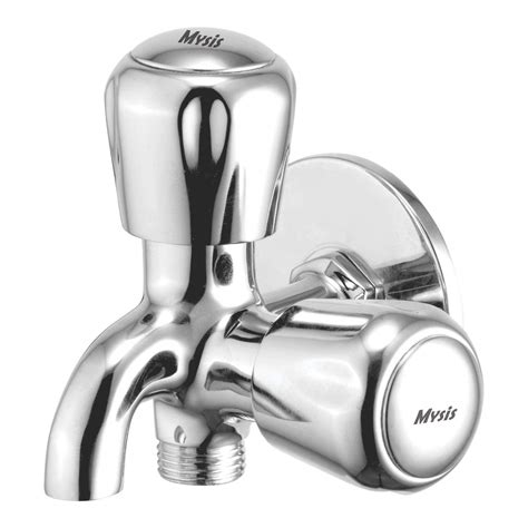 Mysis Croma Brass 2in1 Bib Cock With Wall Flange (Chrome Finish ...