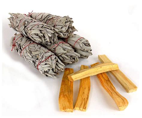 5 White California Sage Smudge Sticks 5 inch each and 5 Palo Santo Wood ...