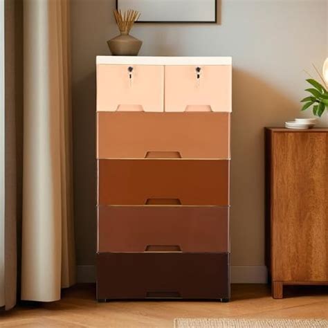 Kuber Industries 4 Layer & 2 Locker Chest of Drawers with Wheels ...