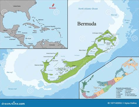 Map of Bermuda stock vector. Illustration of geography - 107142055