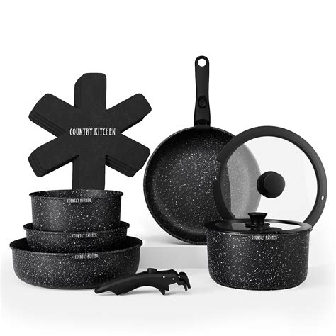 Amazon.com: Country Kitchen Cookware Set with Removable Handle, Oven ...