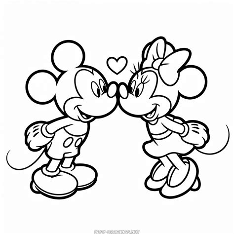Kissing Mickey and Minnie Easy Drawing | Easy Drawings