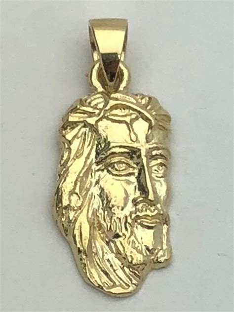 14k Yellow Gold Jesus Piece Jesus Christ Face Religious Charm Pendant 2 ...