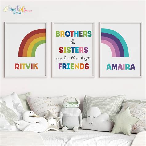 Brothers & Sisters Make the Best Friends Wall Art (Framed Set of 3 ...