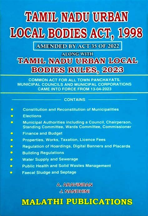 Buy Tamil Nadu Urban Local Bodies Act, 1998 | With TN Urban Local ...