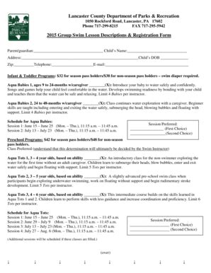 Fillable Online co lancaster pa 2015 Group Swim Lesson Descriptions ...
