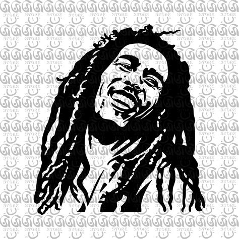 Bob Marley Drawing Outline Bob Marley SVG, Reggae, Rastaman, Freedom,