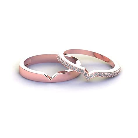 Buy Auory 925 Sterling Silver Rose Gold Diamond Couple Ring Elegant ...
