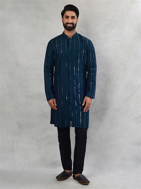 TULA Teal Blue Embroidered Georgette Kurta Pajama | Stylish Open Style ...