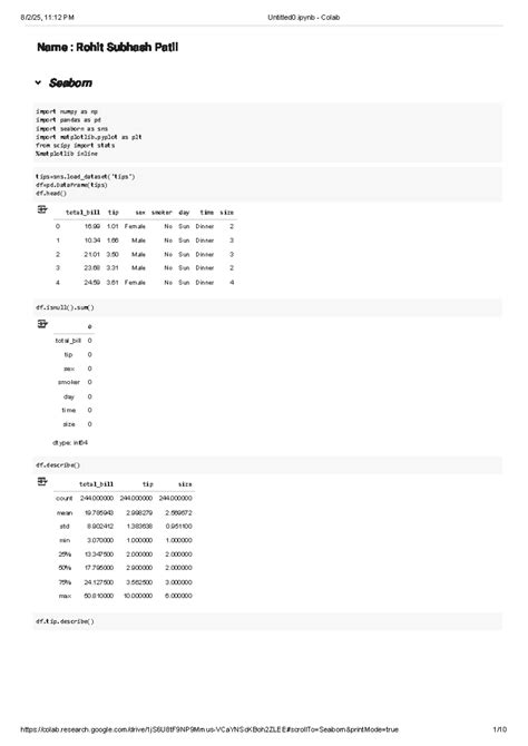 Seaborn - MLsjxnsjnx - Name : Rohit Subhash Patil Seaborn import numpy ...