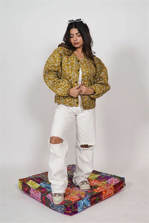 Oversized puffy sleeve quilted jacket - Amber Leaf – Saurashtra Impex