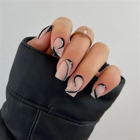 Black And Silver Nail Art
