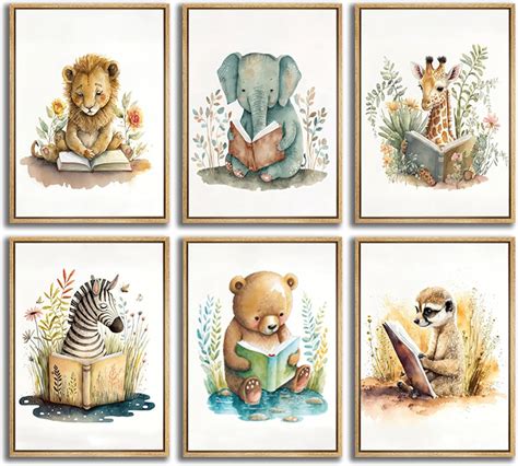 GKQNMU 6Pcs Safari Animal Nursery Wall Art India | Ubuy