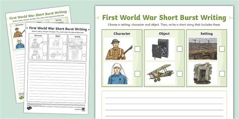 First World War Short Burst Writing Template (teacher made)