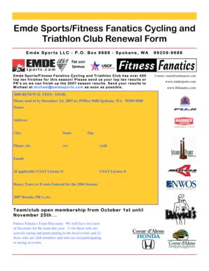 Fillable Online 2008 renewal form - Emde Sports Fax Email Print - pdfFiller