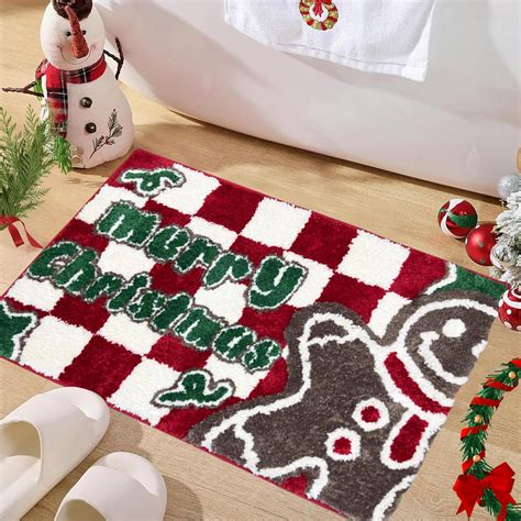 Amazon.com: PROMRUG Christmas Bath Mat Winter The Gingerbread Man Non ...