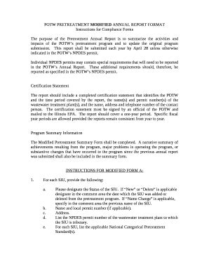 POTW PRETREATMENT MODIFIED ANNUAL REPORT AT Doc Template | pdfFiller