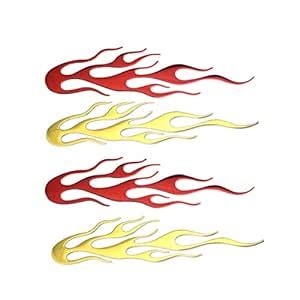 AMOUTOR 4 Pack Flame Decals, Simulation Red Yellow Flame Sticker Fits ...
