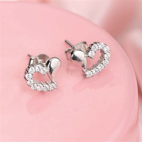 Shop for Heart Rhodium Plated Women's Earrings online by Zavya