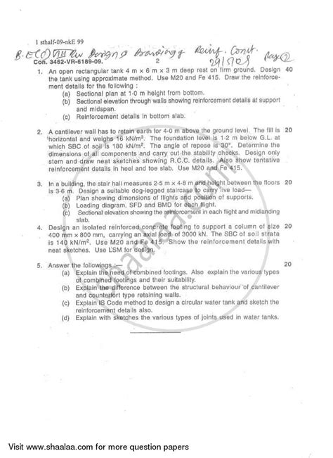 Design and Drawing of Reinforced Concrete Structures 2008-2009 BE Civil ...