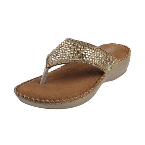 Buy Mochi Women Ant Gold Suede Leather Comfort Slip-on Sandal UK/3 EU ...