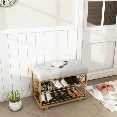 Morden Solid Metal Rectangular Shoe Rack in Golden Finish. – WoodenTwist