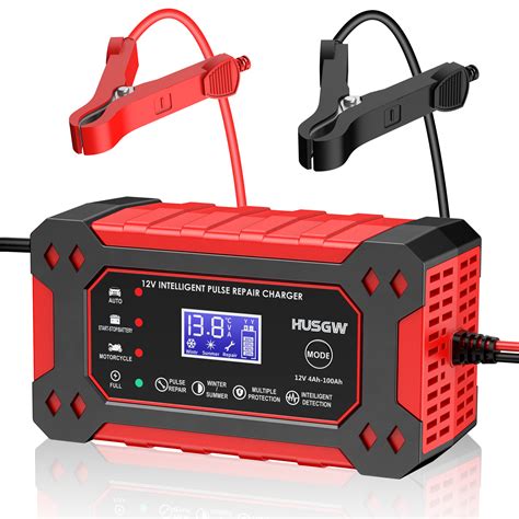 HUSGW 24V/12V/10A Car and Motorcycle Battery Charger Lead-Acid Battery ...