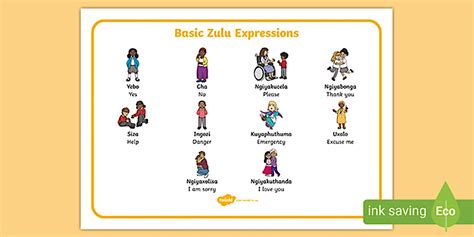 Basic Zulu Expression Vocab Mat
