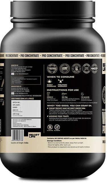 BeastLife 100% Whey Protein | 24g Protein, 5.3g BCAA | Ultrasorb Tech ...