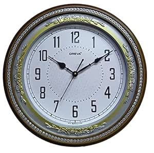 Buy OREVA Plastic Wooden Look Unique Design Sweep Silent Wall Clock (40 ...